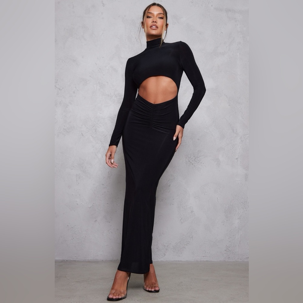 Pretty Little Thing Black Elegant Long Sleeve Maxi Dress - NWT